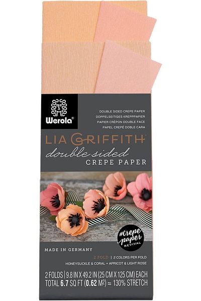 STOREMAX Muartshop Griffith Double-Sided Crepe Paper Roll, 6.7-Square Meters, Honeysuckle and Coral, Apricot and