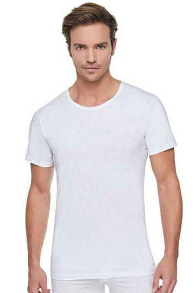 KEYAL Tutku Men's White Large Size Combed Cotton Crew Neck Undershirt 6-Piece Economic Pack 0103