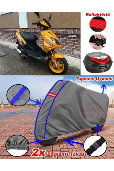 CoverPlus Blue Stitched Gray Keeway Focus 150 Tarpaulin Topcase Rear Bag Comp...