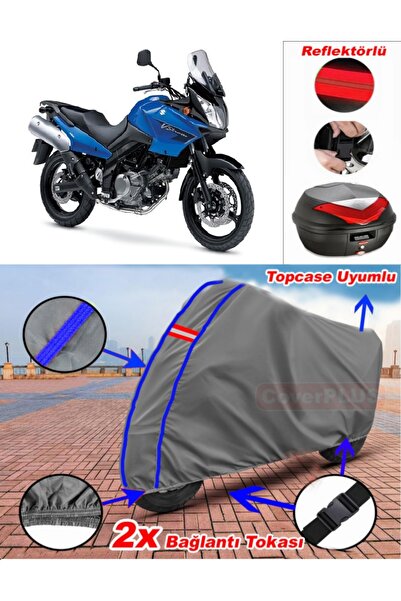 CoverPlus Blue Stitched Gray Suzuki V-Strom Dl650 Tarpaulin Topcase Rear Bag ...