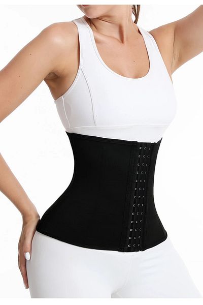 MİSTİRİK Fogliano Model Waist Support Firming 3 Stage Strapless Latex Corset Black Color