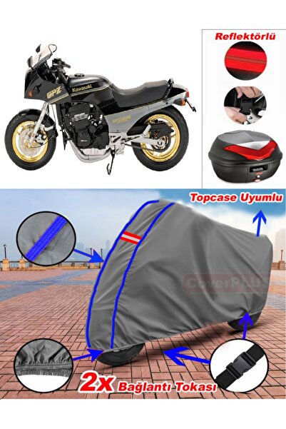CoverPlus أزرق مخيط رمادي Kawasaki GPZ 900 R قماش القنب Topcase الخلفي حقيبة ...