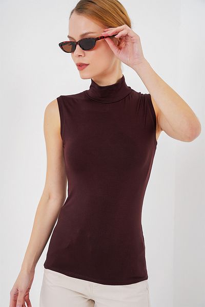 Bigdart Women's Sleeveless Bodysuit 4348 - Brown