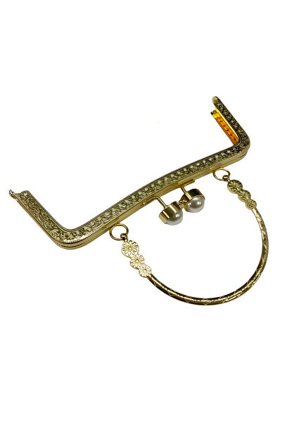 EleganTShoP Kulplu İncili Metal Çanta Sapı Bursu 16,5 cm M4