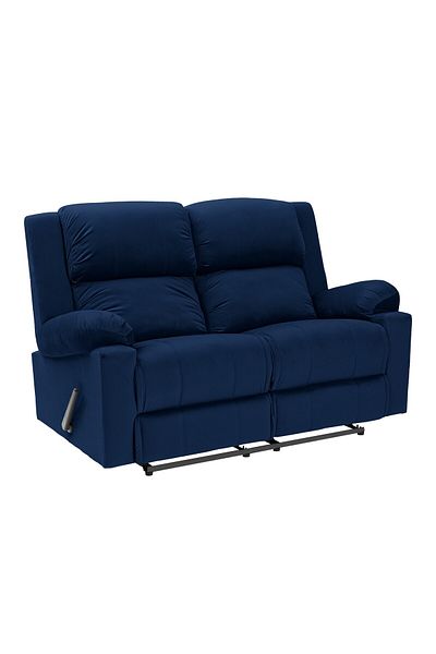 Lazy Vibes Velvet Double Classic Recliner Chair - Dark Blue