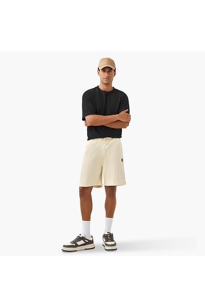 Starter Button Detail Shorts with Drawstring Closure and Pockets