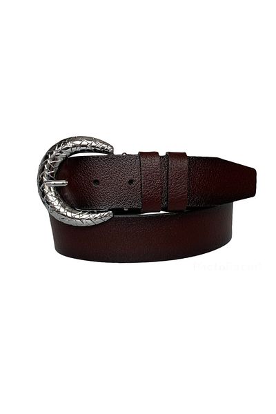 GoDeri 100% piele naturală, cu cataramă argintie, roșu claret, curea de blugi pentru femei 4 cm=an-byn-18
