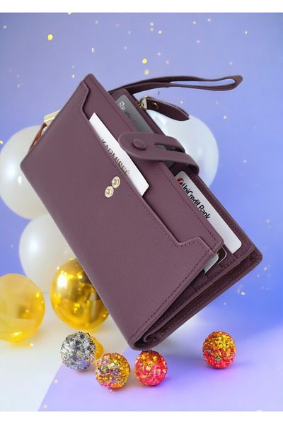 OEM Women's genuine leather wallet Hassion A12, purple