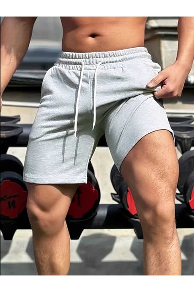 FİTGO Ανδρικό σορτς με κορδόνια στη μέση Bermuda Grey