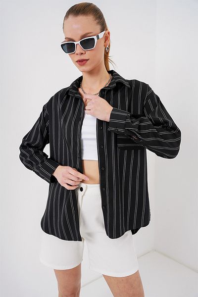 Bigdart 20143 Oversize Shirt with Pockets - Black