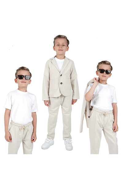 Mc Emirix Kids Wear Linen Jacket Sports Suit
