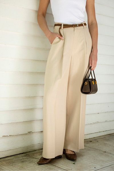 My Blog Beige Knitted Belted Trousers - 51150