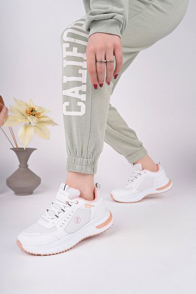 McDark Women's White Powder Ortapedi Sneaker Shoes