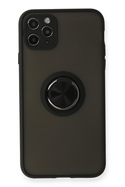NewFace حافظة هاتف آيفون 11 برو من مونتريال مع غطاء سيليكون حلقي - أسود SPTGL