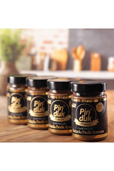 Pinduk %50 Fındıklı Premium Kakaolu Fındık Kreması 330gr X 4 Adet Palm Yağı Içermez, Glutensiz