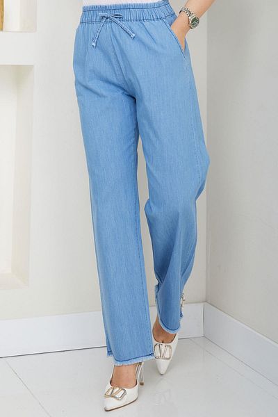 hafsamina Elastic Waist Jeans Light Blue Hm2726