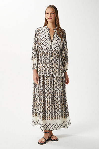 Ritnice Μοντέρνο γυναικείο μαλακό γκρι 100% βισκόζη Maxi μανίκι μακρύ καλοκαιρινό φόρεμα