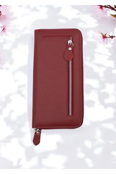 OEM Women's genuine leather wallet, HASSION, B02, date red