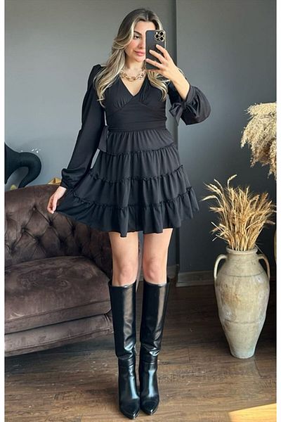 SHUGAA ROCHIE MINI DE VARĂ DE VISCOSĂ, CU DESIGN CU Mâneci, CU GÂTUL ÎN V, CU ROCHIE LA FATA