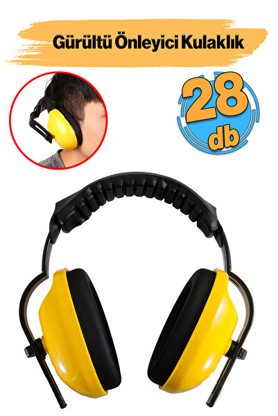Badem10 Manşonlu Kulaklık Sarı Siyah Gürültü Önleme 28 dB Ses Koruma Kulak İş...