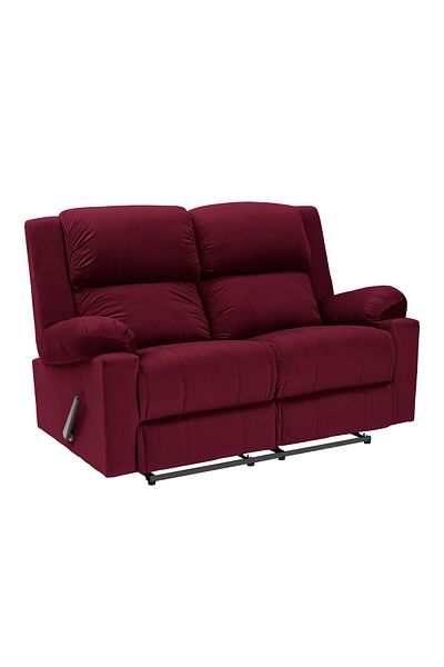 Lazy Vibes Velvet Double Classic Recliner Chair - Burgundy