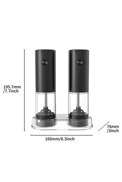 TECHNOMEN Elektrikli Tuz ve Karabiber Öğütücü Tek Elle Ayarlanabilir Kalınlık-