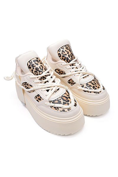 Tmall Pantofi Sport De Dama,Cu Platforma,Din piele ecologica,D1413,Bej cu Leopard