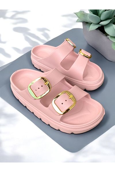 Dilesa Pink Women's Lightweight Eva Non-Slip Soft Thick Sole Slippers Home Pool Beach Street Slippers