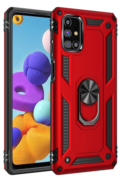 NewFace حافظة سامسونج جالاكسي M31S غطاء سيليكون مع حلقة صوفيا - أحمر SPTGL