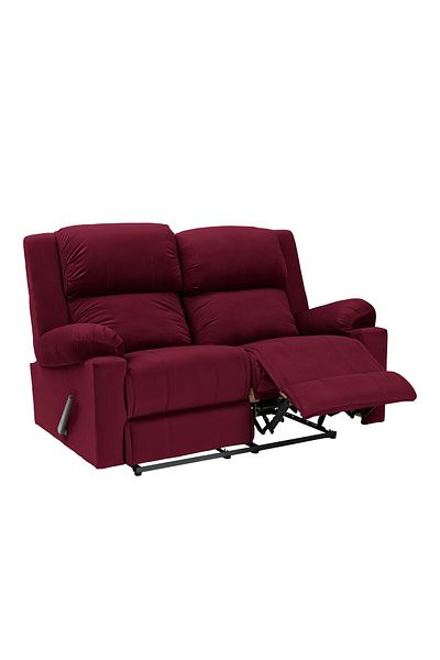 Lazy Vibes Velvet Double Classic Recliner Chair - Burgundy