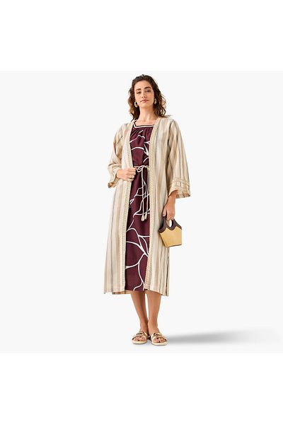 Iconic Iconic Printed Dress with Longline Shrug