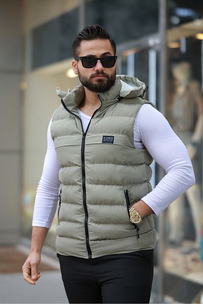 S&M CLOTHİNG New Season Men's Removable Hooded Inflatable Vest