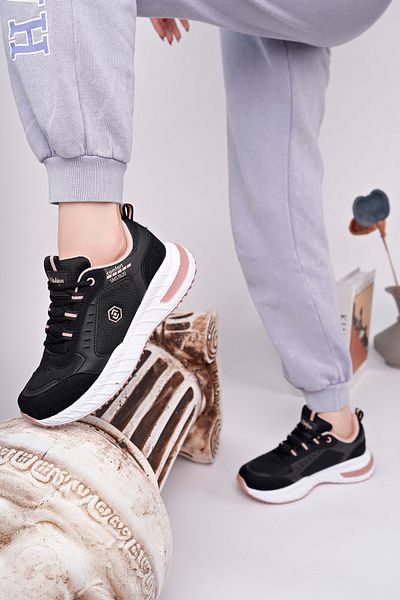 McDark Women's Black Powder Ortapedi Sneaker Shoes