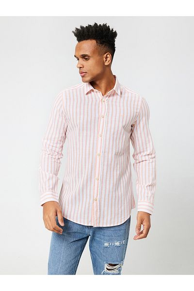 Loft Lf2029706 Men's Salmon Long Sleeve Shirt