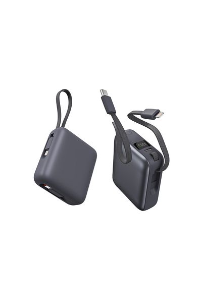 iOsuite بنك طاقة صغير بسعة 10,000 مللي أمبير/ساعة - شحن سريع PD بقوة 22.5 واط مع منفذ USB-C وLightning - رمادي