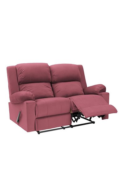 Lazy Vibes Velvet Double Classic Recliner Chair - Dark Pink