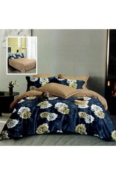Pucioasa Double Bed Linen Set in Finet, Duvet Cover 200 x 220 cm, 6 Pieces, White/Cream Flowers
