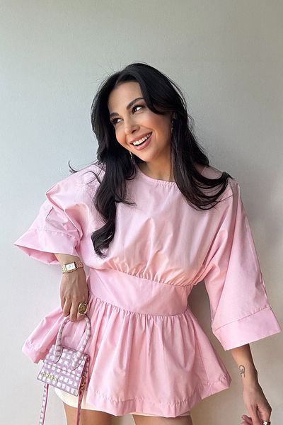 Seda Yalçın Atelier Pink Waist Fitted Relaxed Cut Blouse