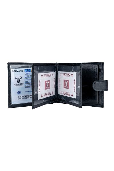 OEM Portofel piele barbati, Toro Nero, executive, negru intens