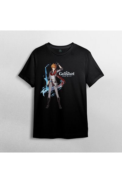 Pixxa Μπλουζάκι Genshin Impact Tartaglia Unisex 100% βαμβακερό με λαιμόκοψη