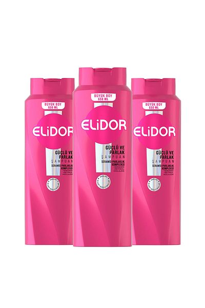 Elidor Hair Care Shampoo Strong and Shiny 650 ml X3