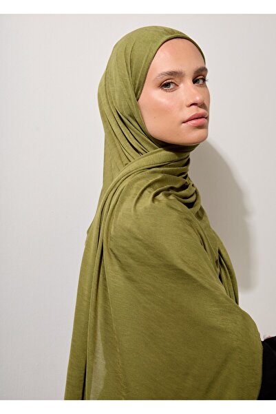 RABIAZ Χιτζάμπ Σάλι-Χακί Βαμβακερό Χτενισμένο