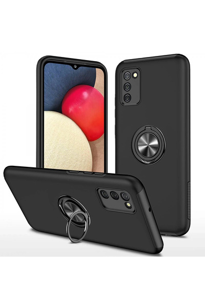 NewFace حافظة سامسونج جالاكسي A02S ايليت مع حلقة - اسود 1495429709