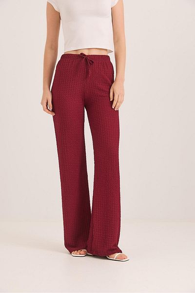 Raneel Kazançlı Alışveriş Bubble Knitted Fabric Comfortable Fit Trousers Claret Red