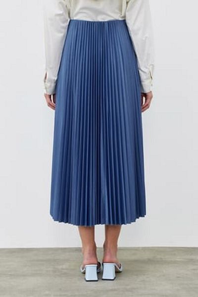 Stil Sepeti Fusta lungă plisată cu talie indigo pentru femei ST- 100078641