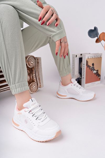McDark Women's White Powder Ortapedi Sneaker Shoes
