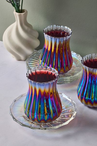 Perotti Harmancık Luster 12 Piece Glass Tea Set 170 ml