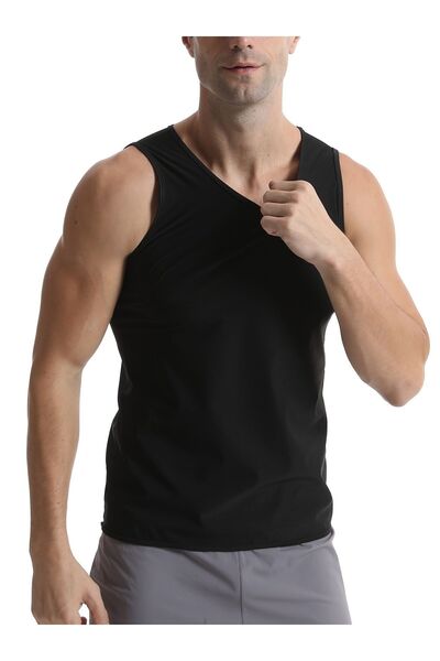 Pikas Ανδρικό θερμικό εσώρουχο σάουνας που σας βοηθά να αποβραχιόνισετε το λίπος σας, χρώμα μαύρο (EX-04)