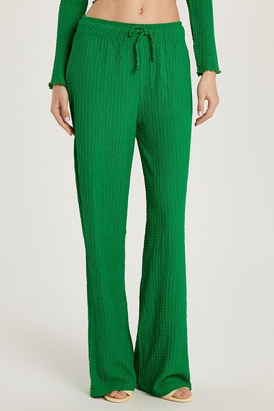Tudors Women's Slim Fit Slim Fit Elastic Waist Drawstring Flared Leg Green Trousers