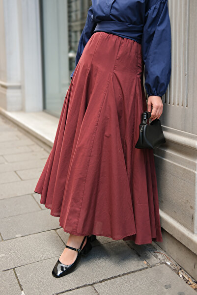 LOCCO Women's Pleated Voile Skirt Burgundy